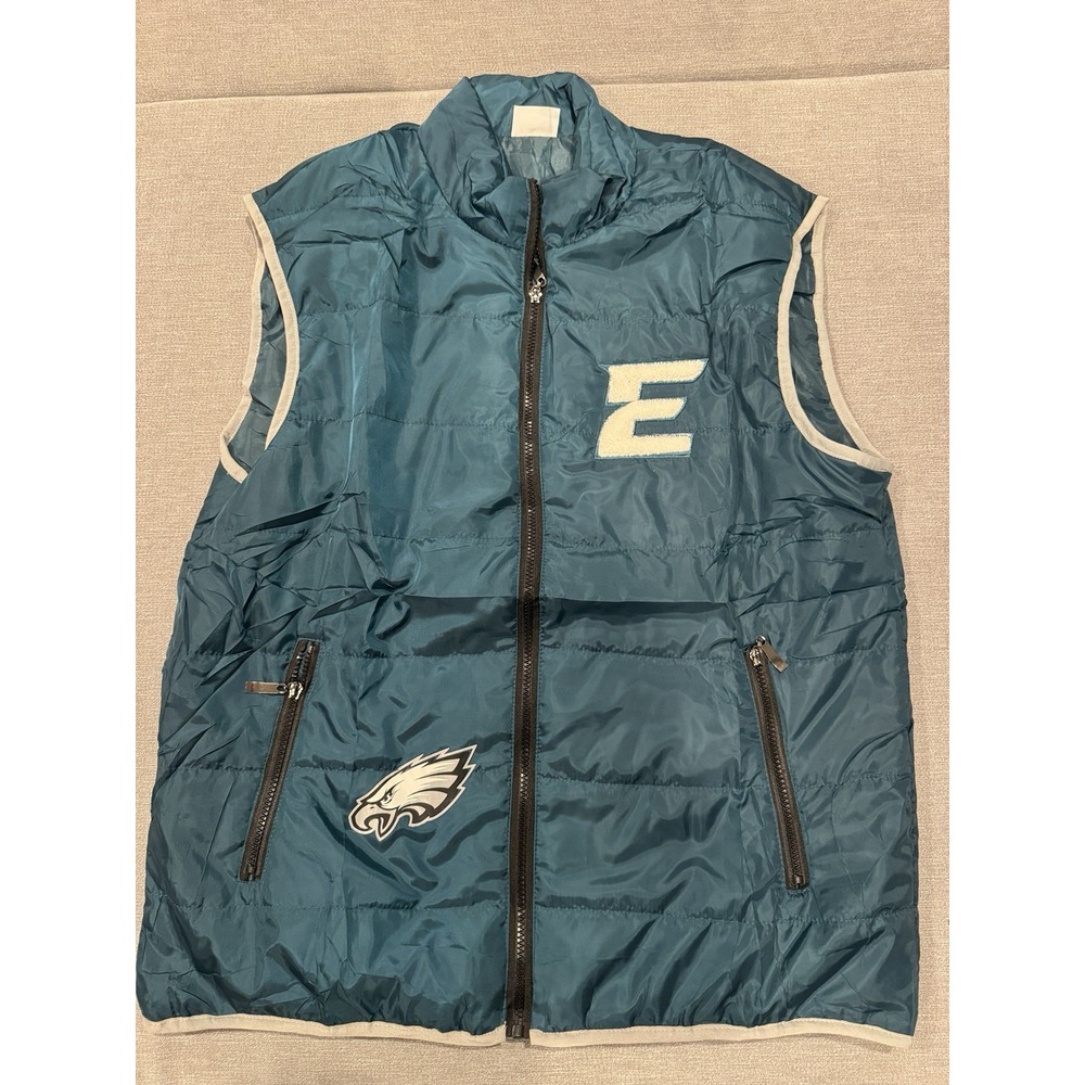 Philadelphia Eagles Green Quilted Vest NFL Football Size XL Miller lite